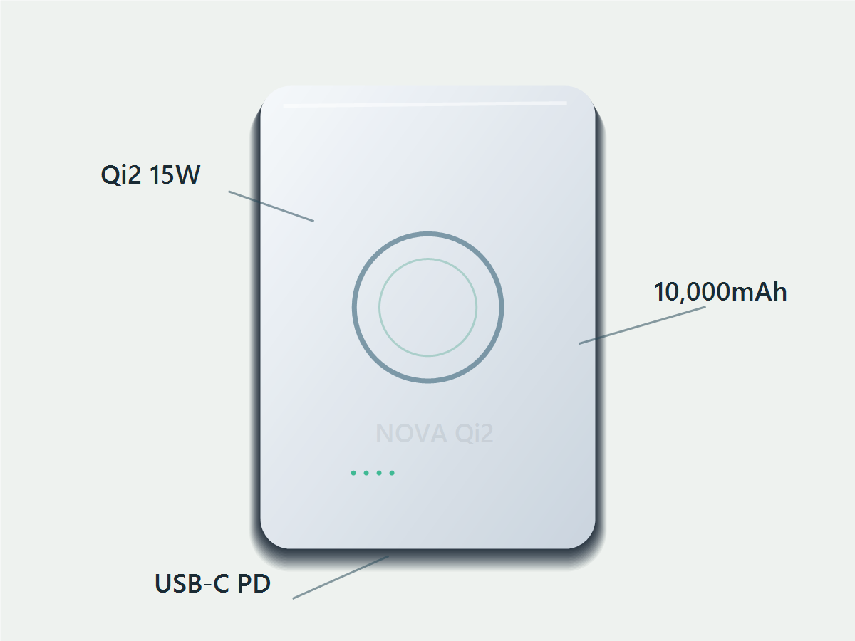 NOVAQi wireless power bank specification detail